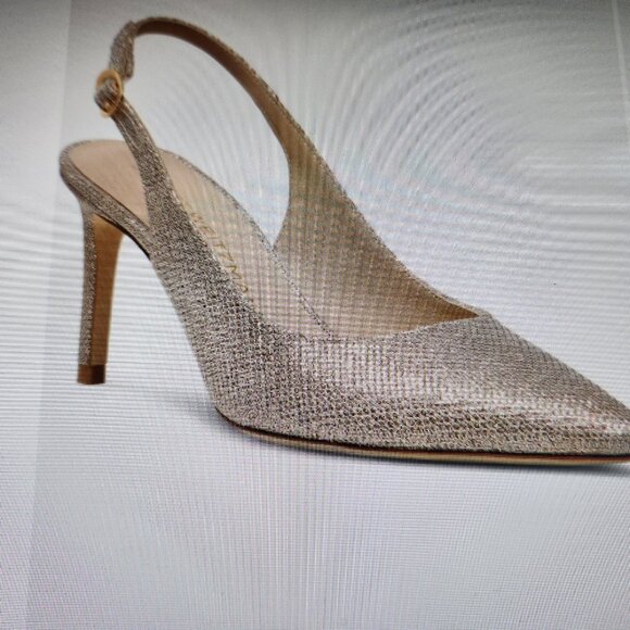 Stuart Weitzman "Power Gold Sling Back" Heels. NIB. Size EU 38/US 7.5 - Picture 2 of 15